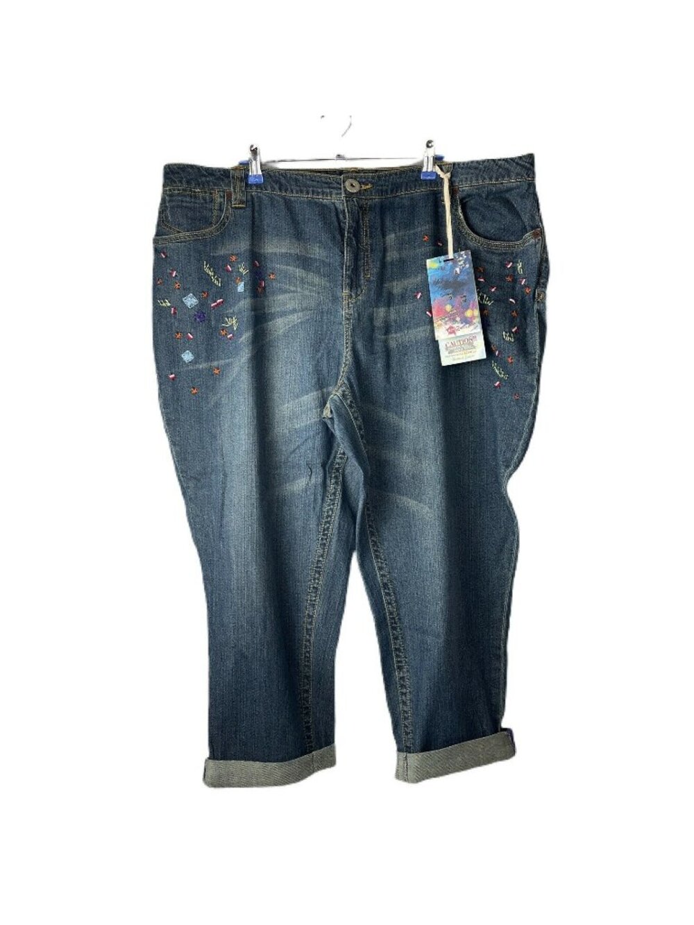 Avenue Jeans Art 2 Wear  Denim Embroidered Jeans Blue Size 24 Relax Fit New
